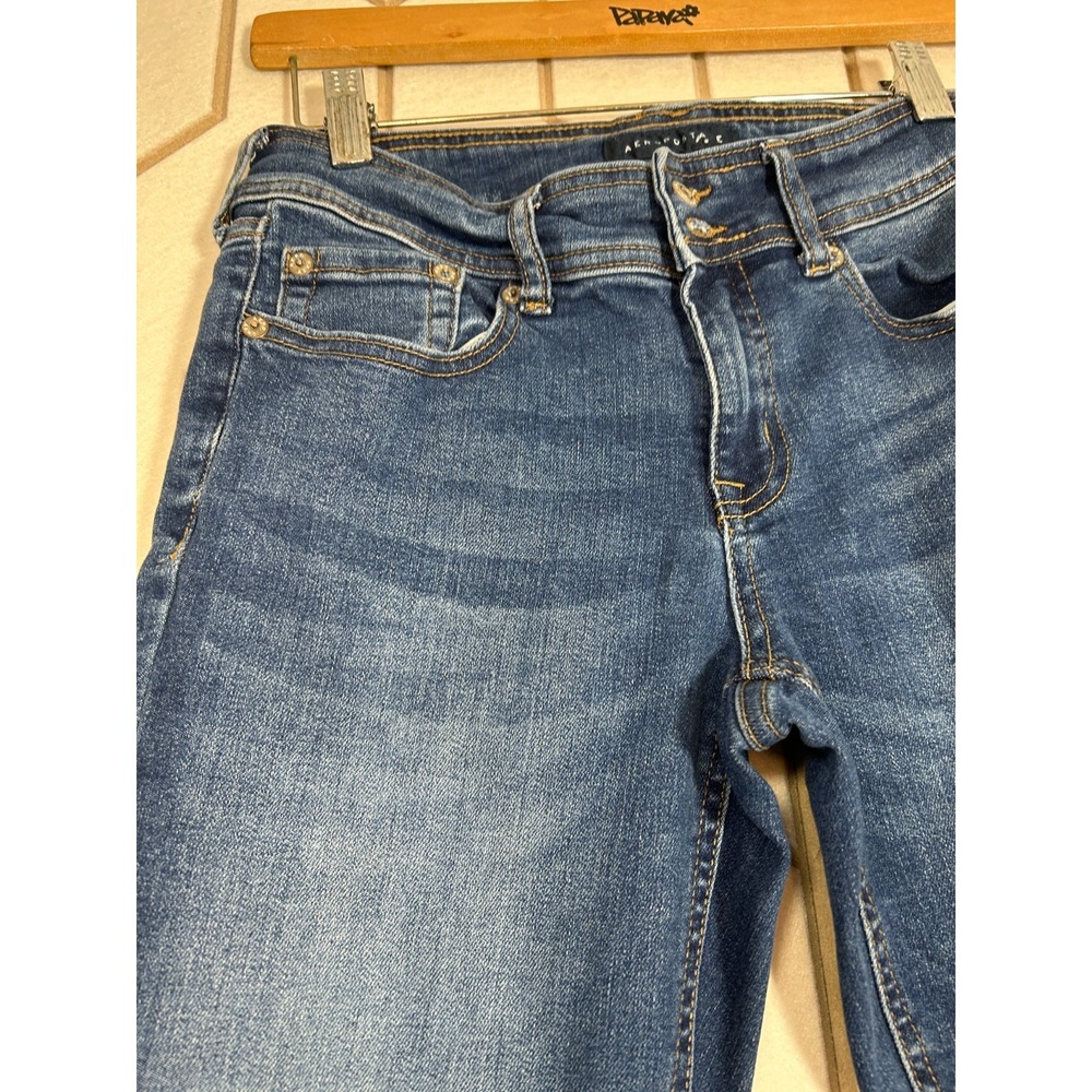 Aeropostale Women Low Rise Flare Jeans Blue Denim Stretch Casual Pants Size 4REG - Picture 3 of 16